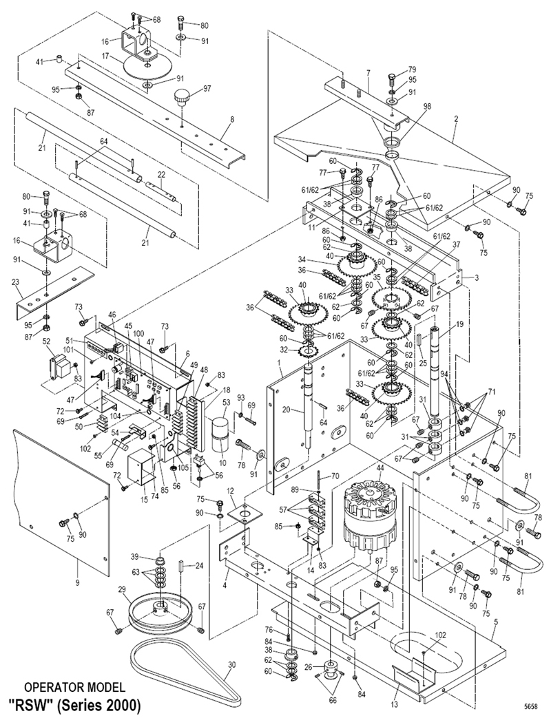 PowerMaster RSW Gate Operator Parts, Power Master RSW Operator Replacement Parts Operator Parts - RSW Series 2000 